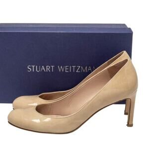 Stuart Weitzman Beige Patent Leather Sole Moody Round Toe Pumps Size 6M